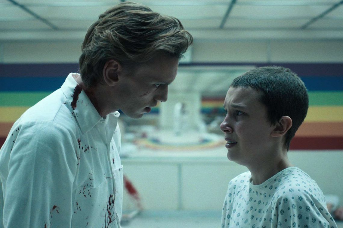 Vecna and Eleven confrontation scene showing psychic battle in Stranger Things Season 4